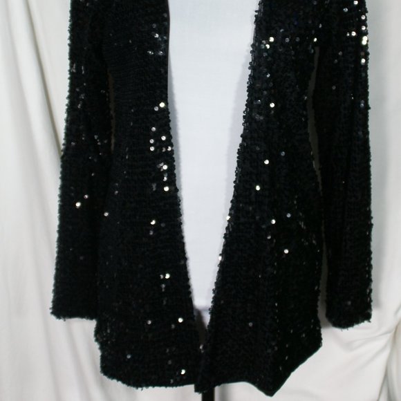 Loila Sequin Covered Open Front Cardigan Women's Small Lined Long Sleeve Evening - Picture 2 of 15